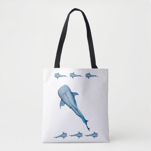 Waterverf walvishaai tote bag (Voorkant)