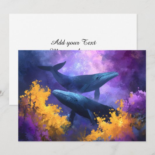 Waterverf walvissen Abstracte oceaan tuin Feestdagenkaart (Voorkant / Achterkant)