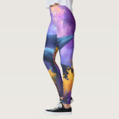 Waterverf walvissen Abstracte oceaan tuin Leggings (Links)
