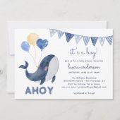 Waterverf walvissen Ahoy het is een Boy Baby showe Kaart (Voorkant)