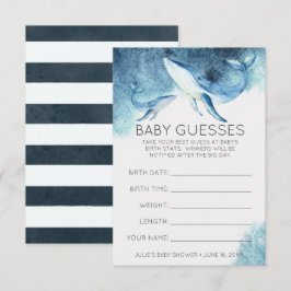 Waterverf walvissen | Baby shower gissen spel Kaart