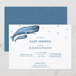 Waterverf walvissen Baby shower Kaart