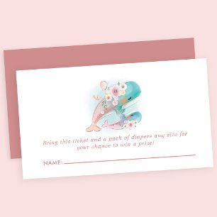 Waterverf Walvissen Baby Shower Luier Raffle Informatiekaartje