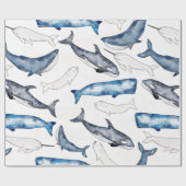 Waterverf walvissen cadeaupapier (Vlak)