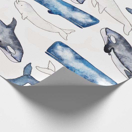 Waterverf walvissen cadeaupapier (Hoek)