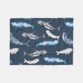 Waterverf walvissen fleece deken (Voorkant (Horizontaal))