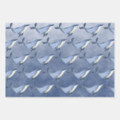 Waterverf walvissen in de diepblauwe zee inpakpapier vel (Voorkant)