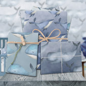 Waterverf walvissen in de diepblauwe zee inpakpapier vel