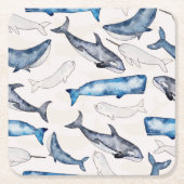 Waterverf walvissen kartonnen onderzetters (Voorkant)