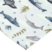 Waterverf walvissen korte tafelloper (Hoek)