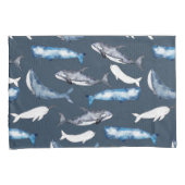 Waterverf walvissen kussensloop (Voorkant-Rechts)
