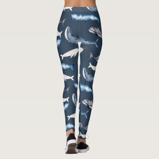 Waterverf walvissen leggings (Achterkant)