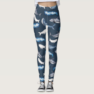 Waterverf walvissen leggings