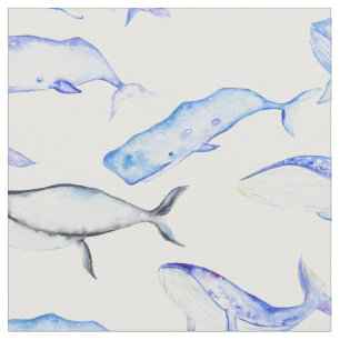 Waterverf walvissen met Dolphins Pattern Stof