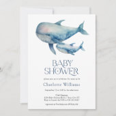 Waterverf Walvissen Onder de Zee Baby Shower Kaart (Voorkant)