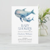 Waterverf Walvissen Onder de Zee Baby Shower Kaart (Staand voorkant)