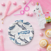 Waterverf walvissen papieren bordje (Feest)