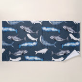 Waterverf walvissen strandlaken (Voorkant)