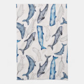 Waterverf walvissen theedoek (Verticaal)