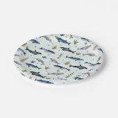 Waterverf walvisverhaal papieren bordje (Gekanteld)