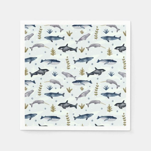 Waterverf walvisverhaal servet (Voorkant)