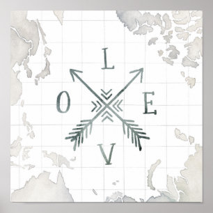 Waterverf Wanderlust Adventure III   Liefde Poster