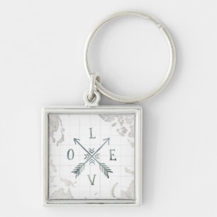 Waterverf Wanderlust Adventure III   Liefde Sleutelhanger