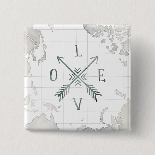 Waterverf Wanderlust Adventure III | Liefde Vierkante Button 5,1 Cm (Voorkant)