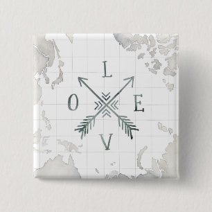 Waterverf Wanderlust Adventure III Liefde Vierkante Button 5,1 Cm