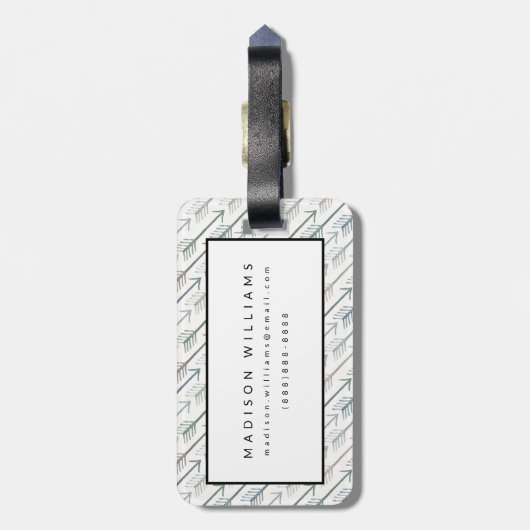 Waterverf Wanderlust Arrow Pattern Bagagelabel (Achterkant verticaal)