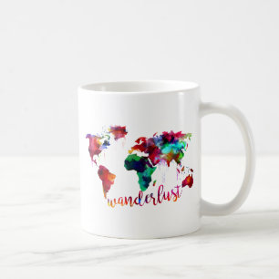 Waterverf Wanderlust Wereldkaart Koffiemok