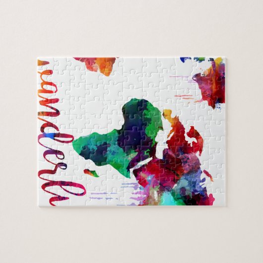 Waterverf Wanderlust Wereldkaart Legpuzzel (Horizontaal)