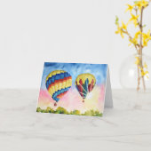 Waterverf Warm luchtballon leeg Wenskaart Kaart (Gele Bloem)