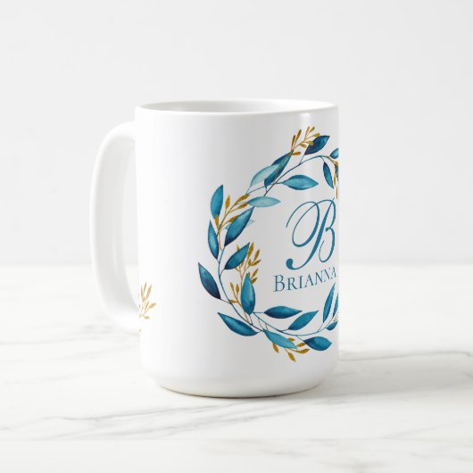  Waterverf Warm - Monogram Koffiemok (Voorkant links)