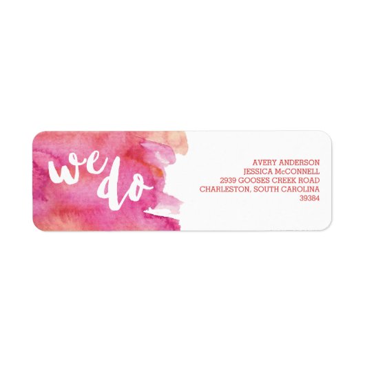 Waterverf Warm Romance Bruiloft Etiket (Voorkant)