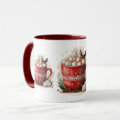 Waterverf warme cacao met marshmallows kerst mok (Voorkant links)
