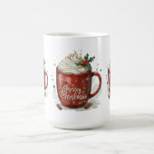 Waterverf warme chocolademelk met slaande kerst koffiemok (Center)