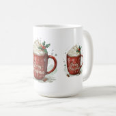 Waterverf warme chocolademelk met slaande kerst koffiemok (Voorkant rechts)