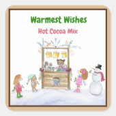 Waterverf Warmest Wishes Hot Cocaca Mix Vierkante Sticker (Voorkant)