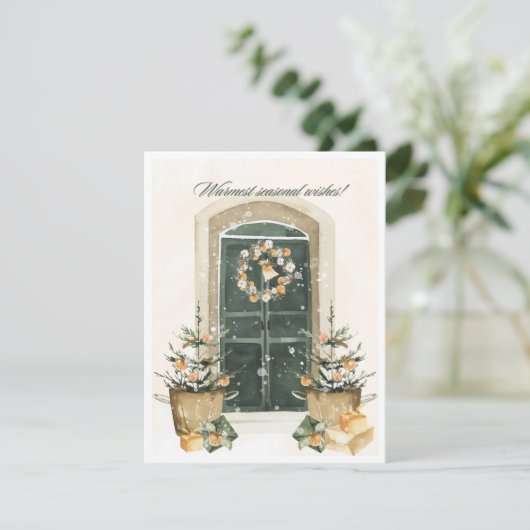 Waterverf Warmste Seizoenswensen Feestdagenkaart (Staand voorkant)