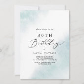 Waterverf was | Blauw 30e verjaardag Kaart (Voorkant)