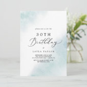 Waterverf was | Blauw 30e verjaardag Kaart (Staand voorkant)