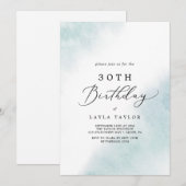 Waterverf was | Blauw 30e verjaardag Kaart (Voorkant / Achterkant)