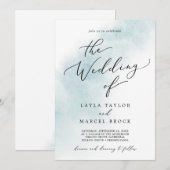 Waterverf was | Blauw de bruiloft van Kaart (Voorkant / Achterkant)