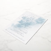 Waterverf was | Blauw- en zilverhuwelijk Folie Uitnodiging (Gedraaid)