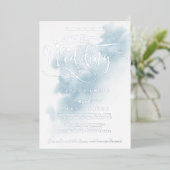 Waterverf was | Blauw- en zilverhuwelijk Folie Uitnodiging (Staand Voorkant)