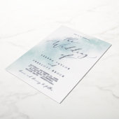 Waterverf was | Blauw- en zilverhuwelijk Folie Uitnodiging (Gedraaid)