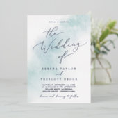 Waterverf was | Blauw- en zilverhuwelijk Folie Uitnodiging (Staand Voorkant)