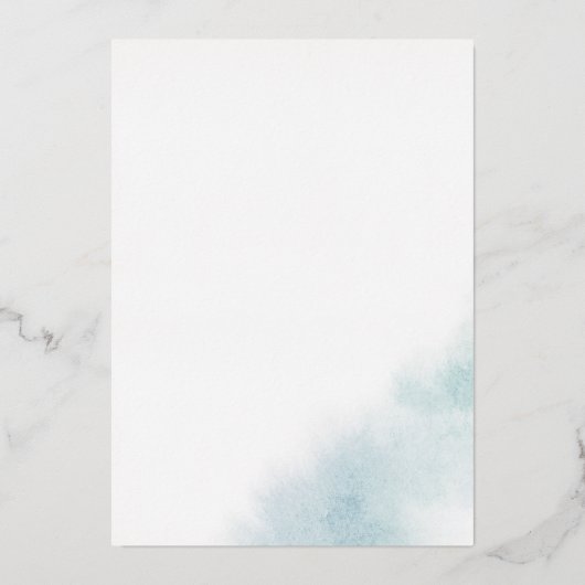 Waterverf was | Blauw- en zilverhuwelijk Folie Uitnodiging (Achterkant)