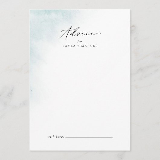 Waterverf was | Blauw huwelijk Advieskaart (Voorkant)